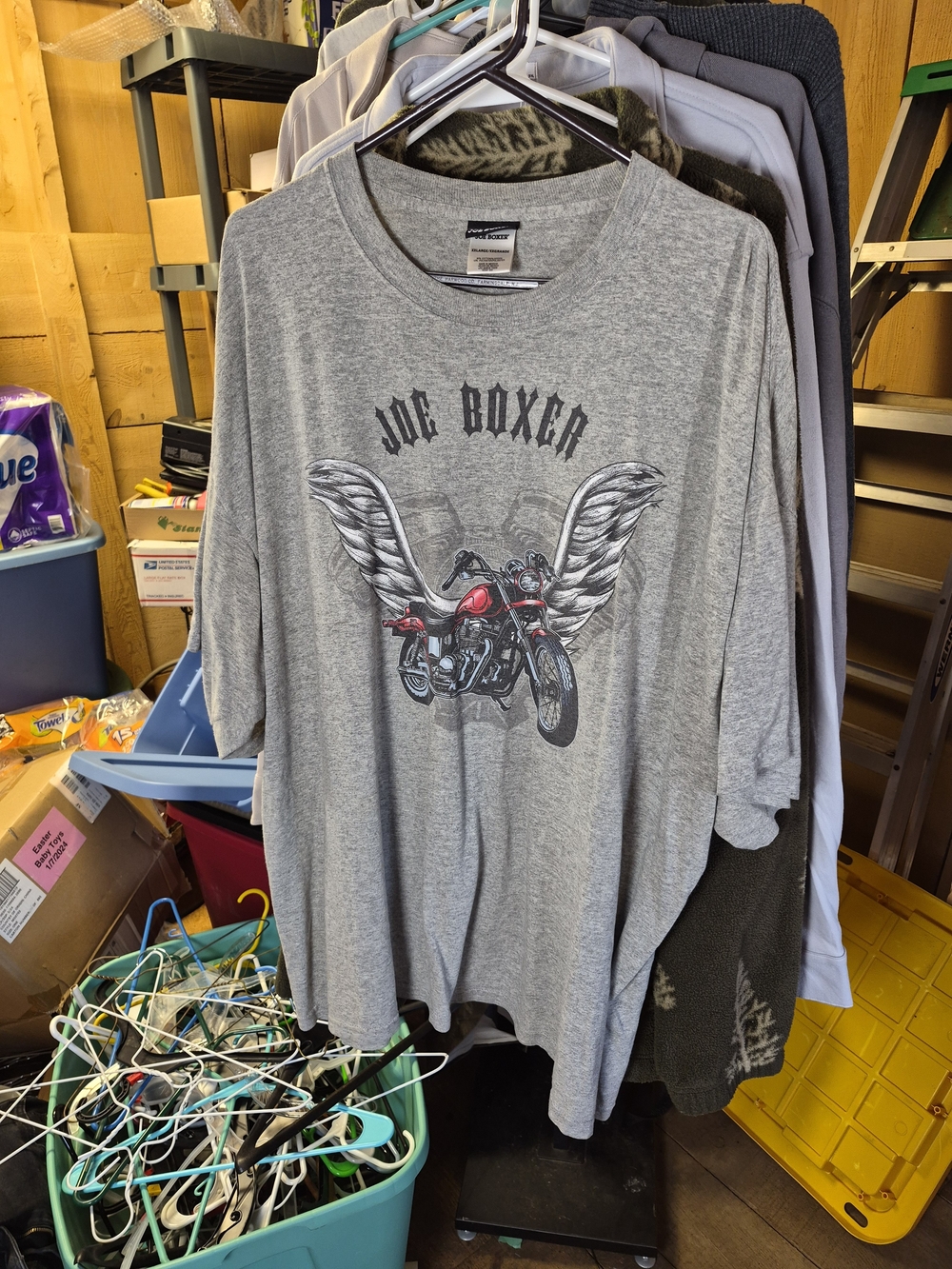 Joe Boxer Men's Gray Motorcycle Graphic Tee Bin 65